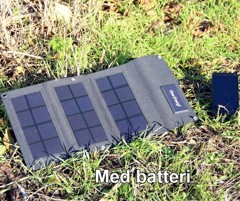 Solcelle mobillader 6 W 5 V-B m/2 Ah batteri